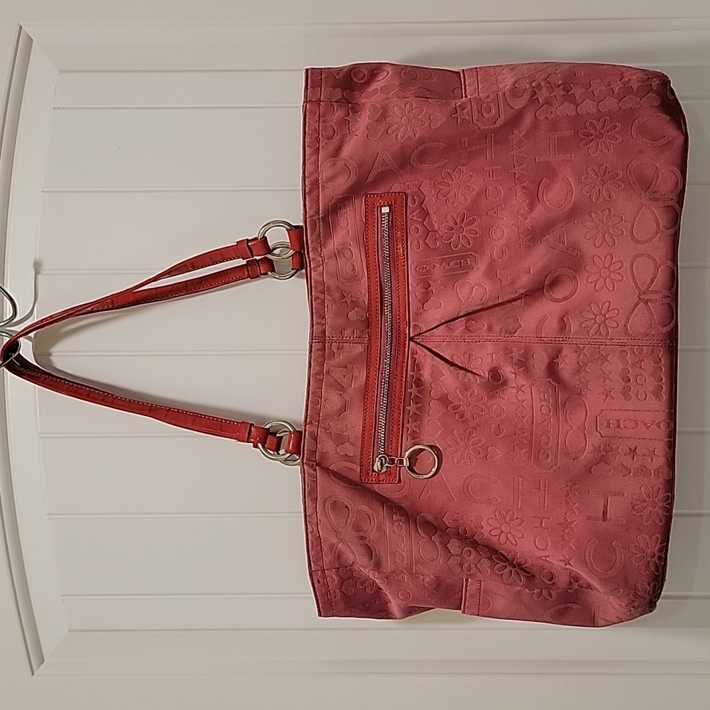 Coach Pink Poppy Shoulder Tote Bag - Picture 6 of 9